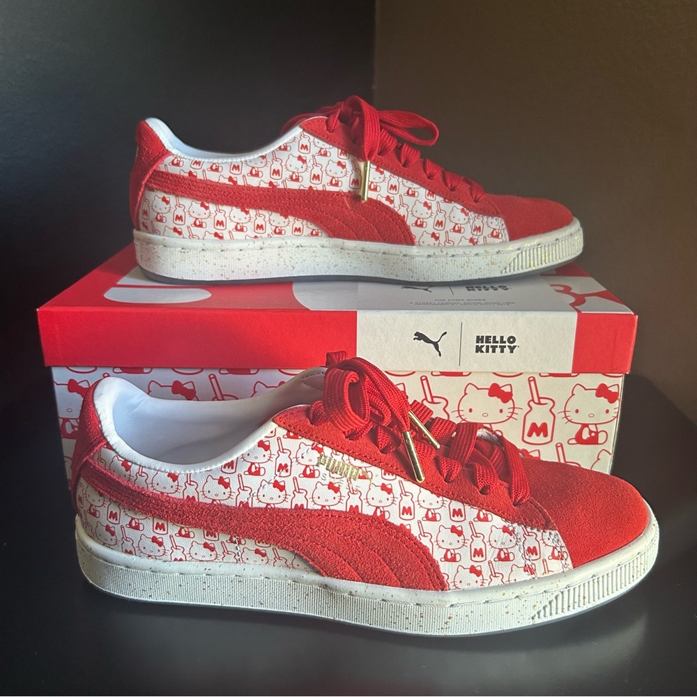 Puma Hello Kitty 50th anniversary sneakers red suede size 8